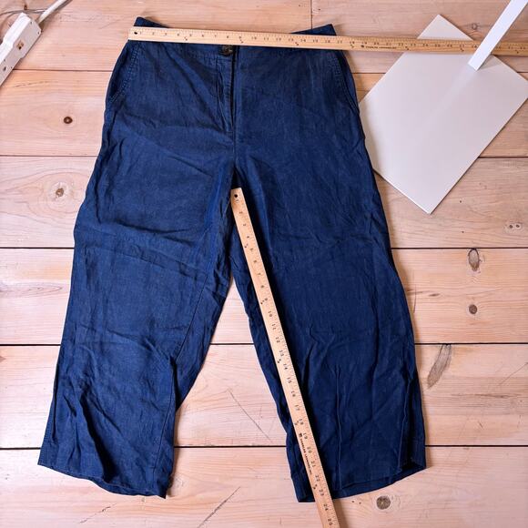 Ann Taylor NWOT Women's Linen Chambray High Rise Wide Leg Crop‎ Pants Size 12 - Picture 6 of 6